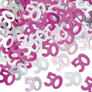 Pink Glitz 50th Birthday Table Confetti